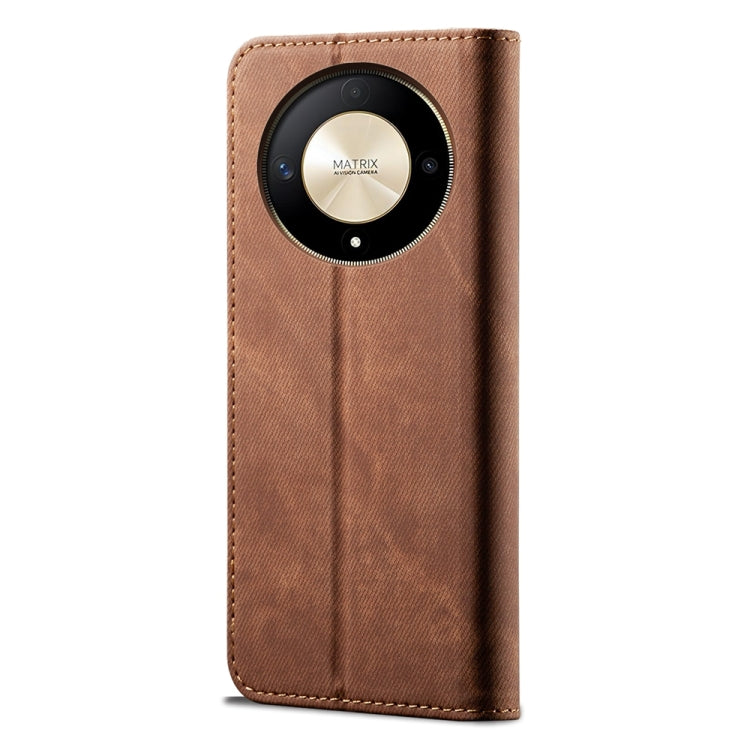 For Honor Magic6 Lite / X9b 5G Denim Texture Flip Leather Phone Case(Brown) - Honor Cases by PMC Jewellery | Online Shopping South Africa | PMC Jewellery | Buy Now Pay Later Mobicred