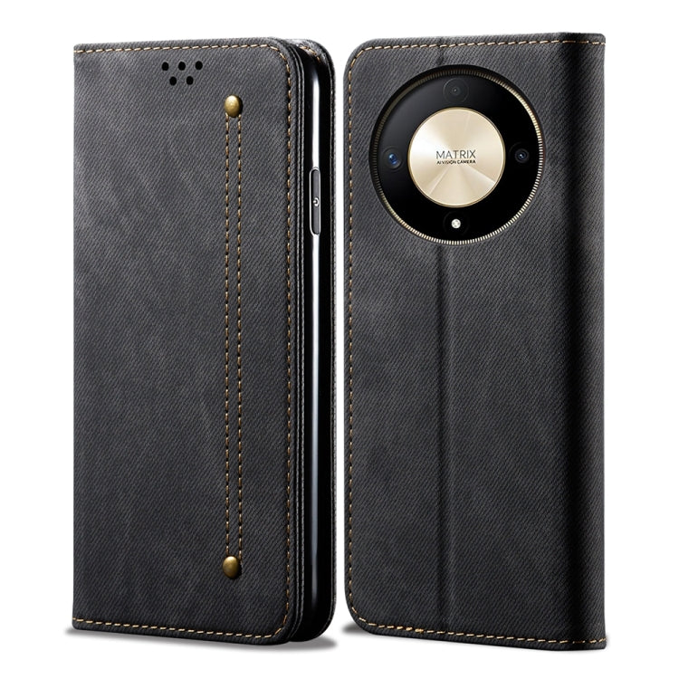 For Honor Magic6 Lite / X9b 5G Denim Texture Flip Leather Phone Case(Black) - Honor Cases by PMC Jewellery | Online Shopping South Africa | PMC Jewellery | Buy Now Pay Later Mobicred