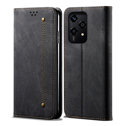 For Honor 200 Lite Global Denim Texture Flip Leather Phone Case(Black) - Honor Cases by PMC Jewellery | Online Shopping South Africa | PMC Jewellery | Buy Now Pay Later Mobicred