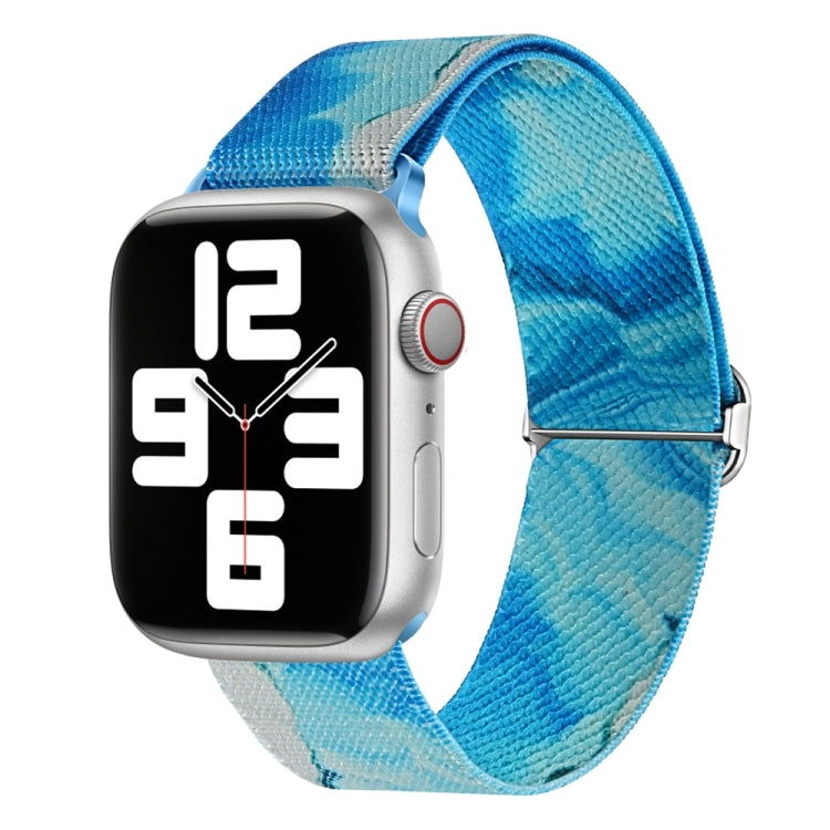 For Apple Watch 8 45mm  Painted Pattern Nylon Replacement Watch Band(Ocean Blue) - Watch Bands by PMc TechLife | Online Shopping South Africa | PMc TechLife | Buy Now Pay Later Mobicred
