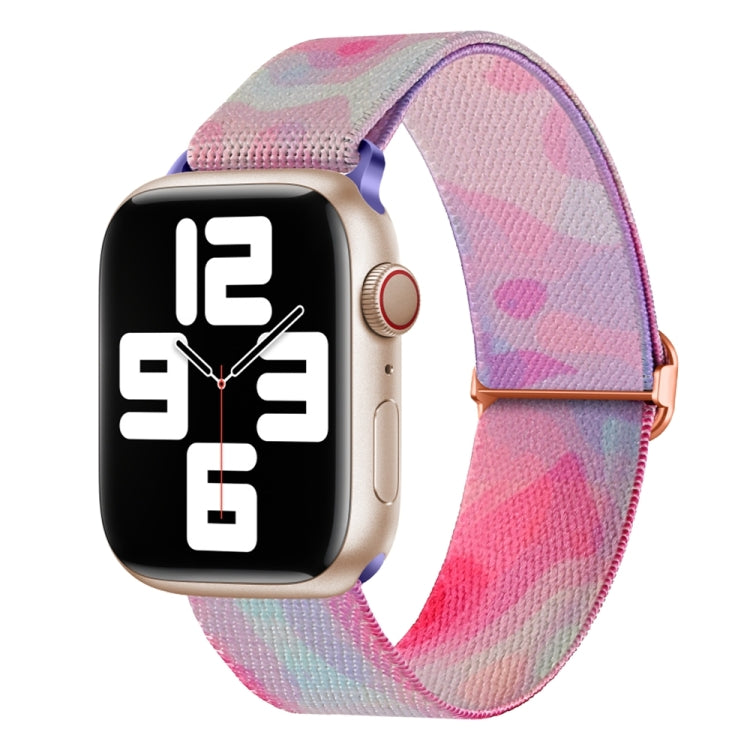 For Apple Watch SE 2022 44mm Painted Pattern Nylon Replacement Watch Band(Ladder Purple Blue) - Watch Bands by PMc TechLife | Online Shopping South Africa | PMc TechLife | Buy Now Pay Later Mobicred