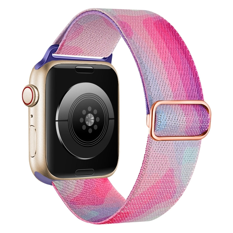 For Apple Watch 7 45mm Painted Pattern Nylon Replacement Watch Band(Ladder Purple Blue) - Watch Bands by PMc TechLife | Online Shopping South Africa | PMc TechLife | Buy Now Pay Later Mobicred