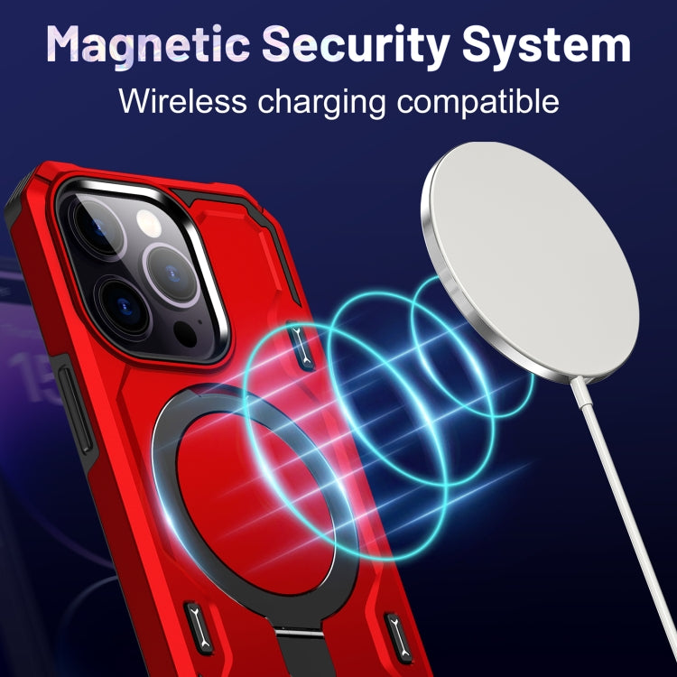 For iPhone 14 Pro Patronus MagSafe Magnetic Holder Phone Case(Red) - iPhone 14 Pro Cases by PMC TechLife | Online Shopping South Africa | PMC TechLife