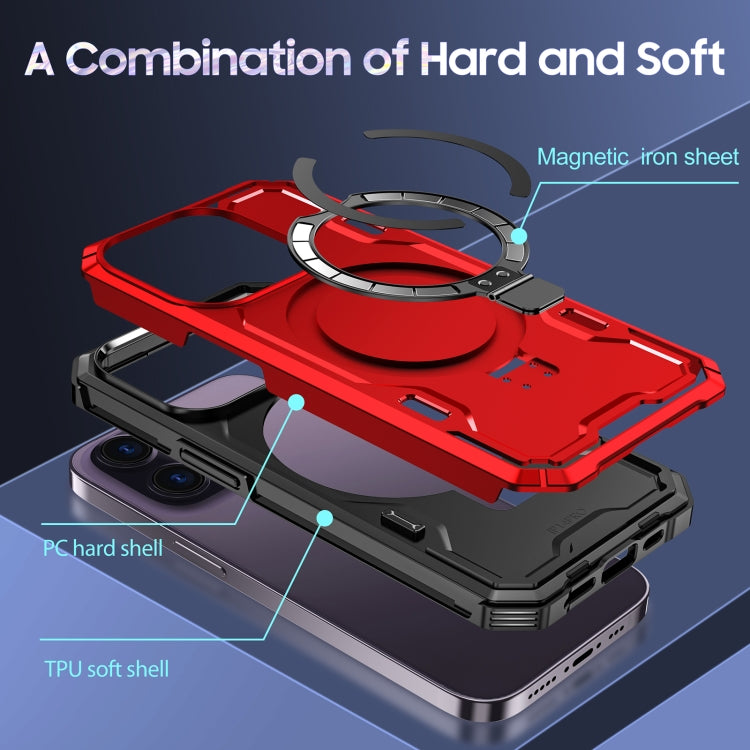For iPhone 14 Pro Patronus MagSafe Magnetic Holder Phone Case(Red) - iPhone 14 Pro Cases by PMC TechLife | Online Shopping South Africa | PMC TechLife