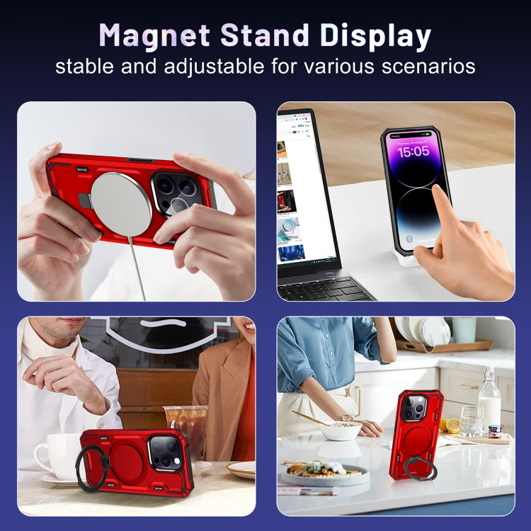For iPhone 14 Pro Patronus MagSafe Magnetic Holder Phone Case(Red) - iPhone 14 Pro Cases by PMC TechLife | Online Shopping South Africa | PMC TechLife