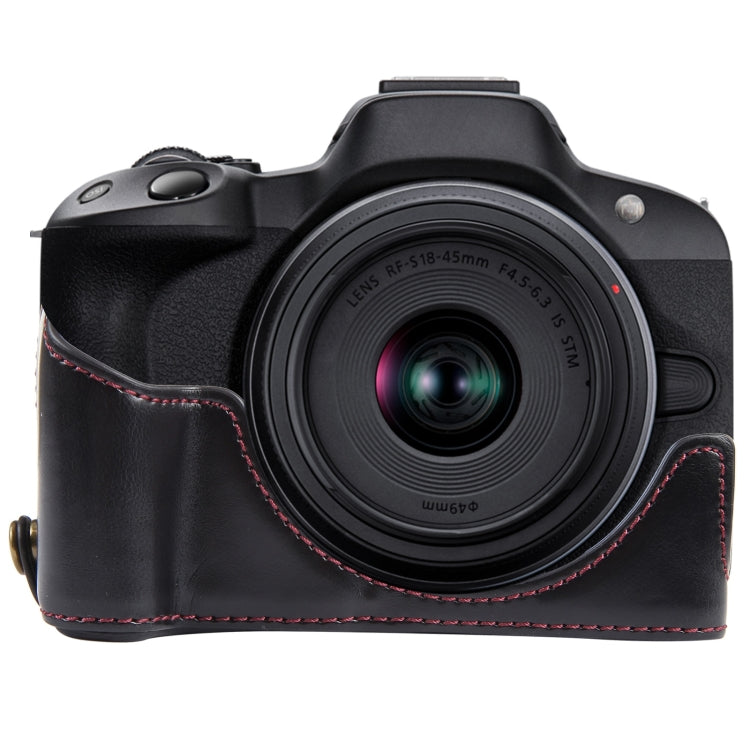 For Canon EOS R50 1/4 inch Thread PU Leather Camera Half Case Base(Black) - Half Case by PMC TechLife | Online Shopping South Africa | PMC TechLife | Buy Now Pay Later Mobicred