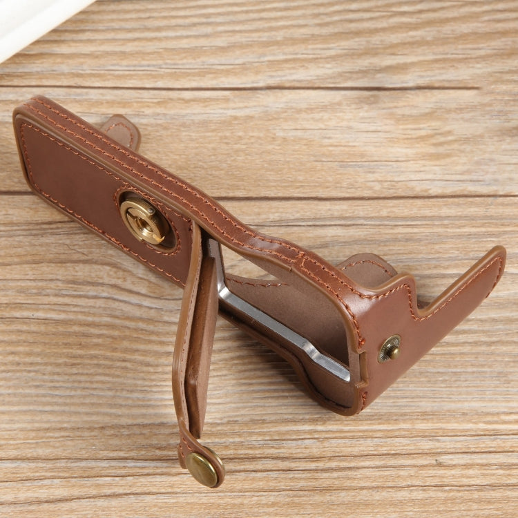 For Canon EOS R50 1/4 inch Thread PU Leather Camera Half Case Base(Coffee) - Half Case by PMC TechLife | Online Shopping South Africa | PMC TechLife | Buy Now Pay Later Mobicred