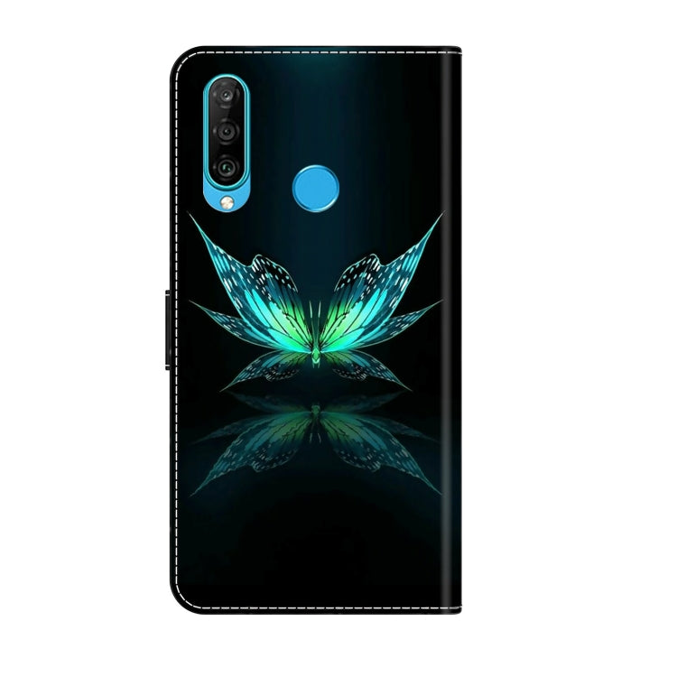 For Huawei P30 Lite Crystal 3D Shockproof Protective Leather Phone Case(Reflection Dutterfly) - Huawei Cases by PMC TechLife | Online Shopping South Africa | PMC TechLife | Buy Now Pay Later Mobicred