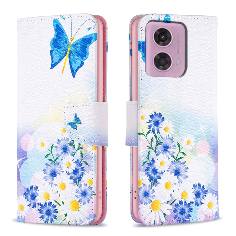 For Motorola Moto G34 5G Colored Drawing Pattern Leather Phone Case(Butterfly Love) - Motorola Cases by PMC Jewellery | Online Shopping South Africa | PMC Jewellery | Buy Now Pay Later Mobicred