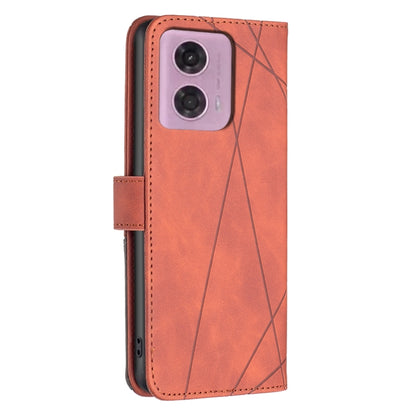 For Motorola Moto G34 5G Magnetic Buckle Rhombus Texture Leather Phone Case(Brown) - Motorola Cases by PMC Jewellery | Online Shopping South Africa | PMC Jewellery