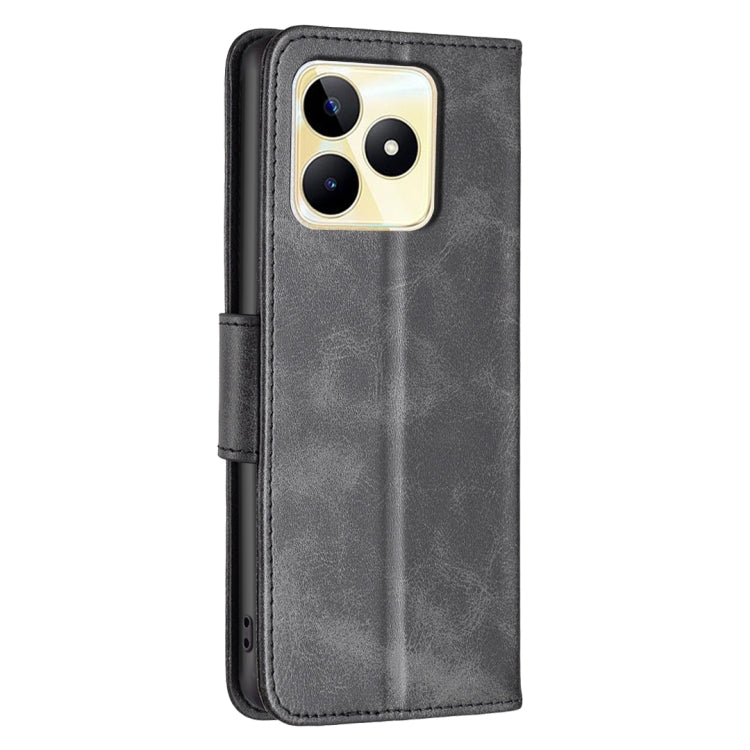 For Realme C53 Lambskin Texture Pure Color Flip Leather Phone Case(Black) - Realme Cases by PMC TechLife | Online Shopping South Africa | PMC TechLife | Buy Now Pay Later Mobicred