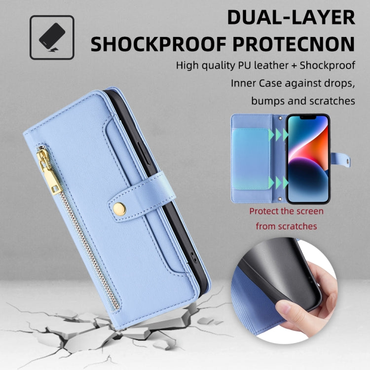 For Infinix Note 40 Pro 4G Sheep Texture Cross-body Zipper Wallet Leather Phone Case(Blue) - Infinix Cases by PMC TechLife | Online Shopping South Africa | PMC TechLife | Buy Now Pay Later Mobicred