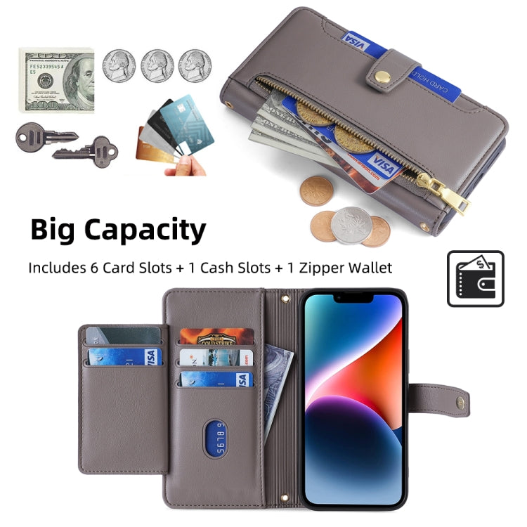 For Infinix Zero 40 4G Sheep Texture Cross-body Zipper Wallet Leather Phone Case(Grey) - Infinix Cases by PMC TechLife | Online Shopping South Africa | PMC TechLife | Buy Now Pay Later Mobicred