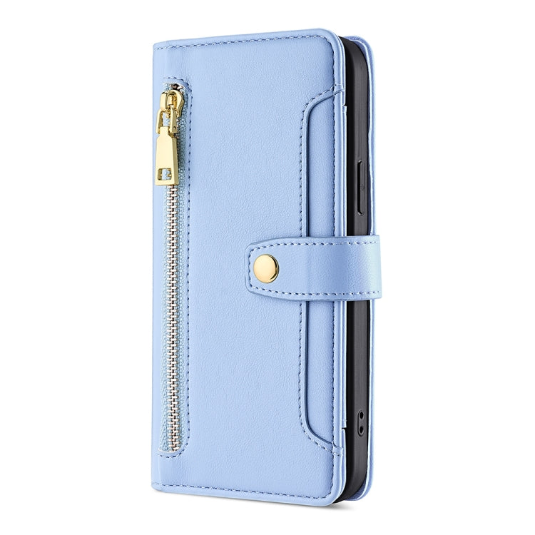 For Tecno Camon 20 Pro 4G Sheep Texture Cross-body Zipper Wallet Leather Phone Case(Blue) - Tecno Cases by PMC TechLife | Online Shopping South Africa | PMC TechLife | Buy Now Pay Later Mobicred