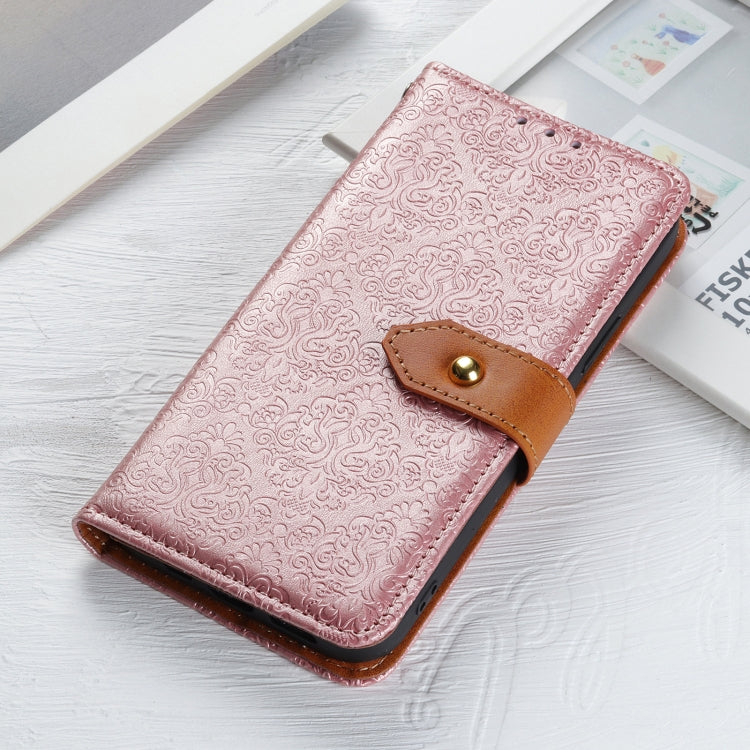 For iPhone 16 Pro Max European Floral Embossed Leather Phone Case(Pink) - iPhone 16 Pro Max Cases by PMC TechLife | Online Shopping South Africa | PMC TechLife | Buy Now Pay Later Mobicred
