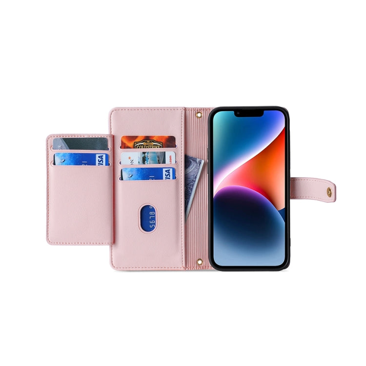For Sharp Aqous Wish3 Sheep Texture Cross-body Zipper Wallet Leather Phone Case(Pink) - More Brand by PMC TechLife | Online Shopping South Africa | PMC TechLife | Buy Now Pay Later Mobicred