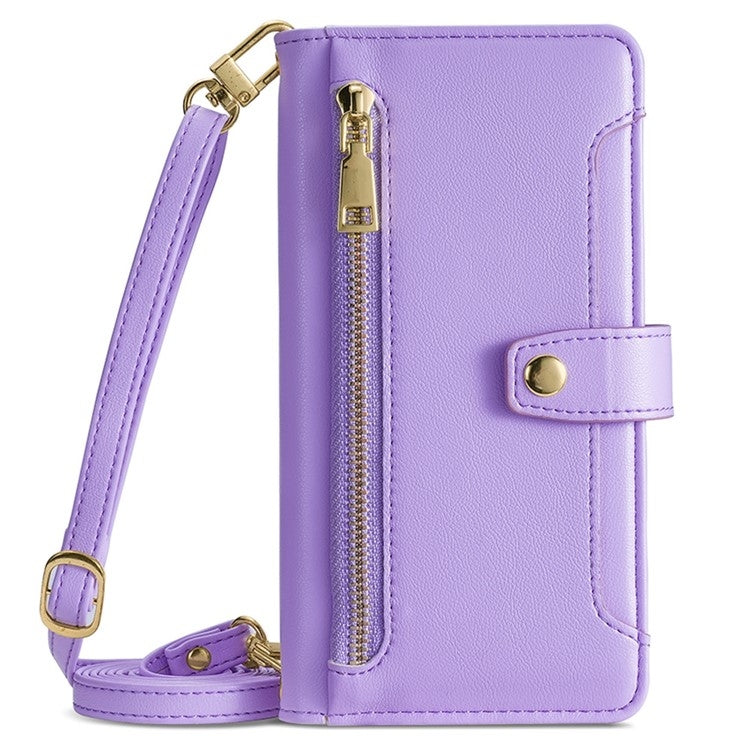 For Sharp Aquos Wish4 Sheep Texture Cross-body Zipper Wallet Leather Phone Case(Purple) - More Brand by PMC TechLife | Online Shopping South Africa | PMC TechLife | Buy Now Pay Later Mobicred