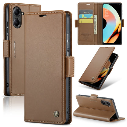 For Realme 10 Pro 5G CaseMe 023 Butterfly Buckle Litchi Texture RFID Anti-theft Leather Phone Case(Brown) - Realme Cases by CaseMe | Online Shopping South Africa | PMC Jewellery | Buy Now Pay Later Mobicred