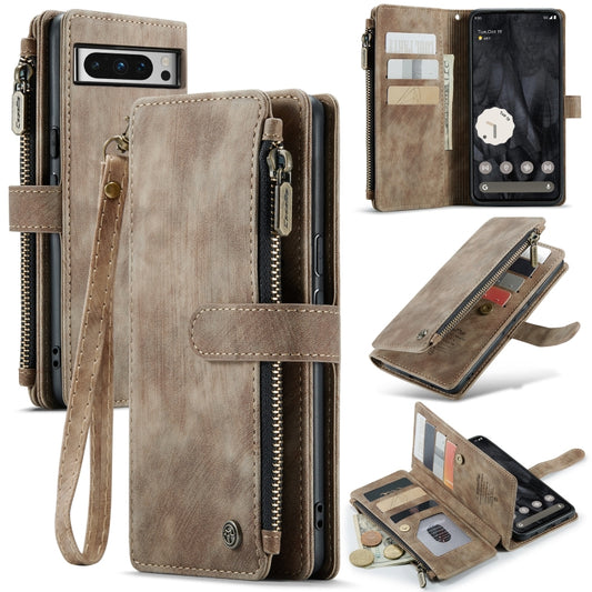 For Google Pixel 8 Pro CaseMe C30 Multifunctional Leather Phone Case(Brown) - Google Cases by CaseMe | Online Shopping South Africa | PMC Jewellery | Buy Now Pay Later Mobicred