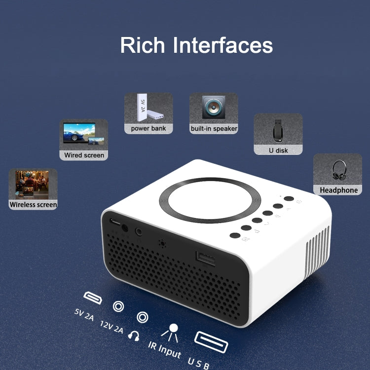 T300S 320x240 24ANSI Lumens Mini LCD Projector Supports Wired & Wireless Same Screen, Specification:UK Plug(White) - Mini Projector by PMC Jewellery | Online Shopping South Africa | PMC Jewellery | Buy Now Pay Later Mobicred