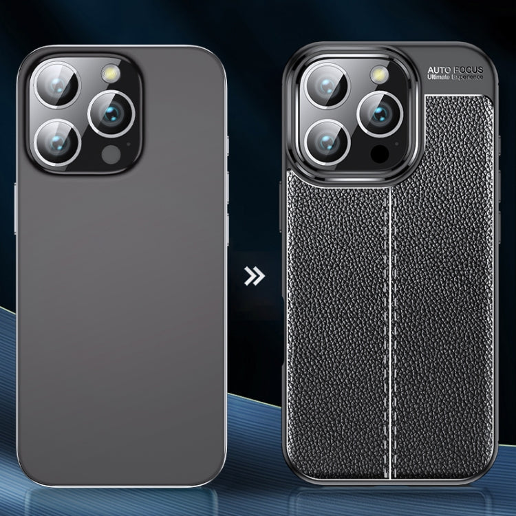 For iPhone 16 Pro Litchi Texture Shockproof TPU Phone Case(Blue) - iPhone 16 Pro Cases by PMC TechLife | Online Shopping South Africa | PMC TechLife | Buy Now Pay Later Mobicred