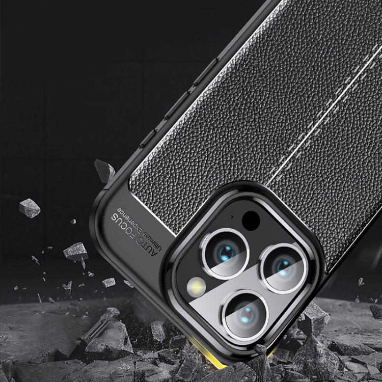 For iPhone 16 Pro Litchi Texture Shockproof TPU Phone Case(Blue) - iPhone 16 Pro Cases by PMC TechLife | Online Shopping South Africa | PMC TechLife | Buy Now Pay Later Mobicred