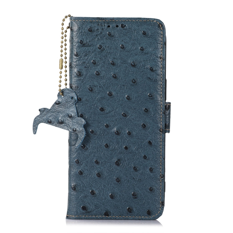 For Nokia XR21 Ostrich Pattern Genuine Leather RFID Phone Case(Blue) - Nokia Cases by PMC TechLife | Online Shopping South Africa | PMC TechLife | Buy Now Pay Later Mobicred