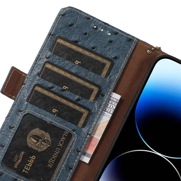 For Nokia XR21 Ostrich Pattern Genuine Leather RFID Phone Case(Blue) - Nokia Cases by PMC TechLife | Online Shopping South Africa | PMC TechLife | Buy Now Pay Later Mobicred