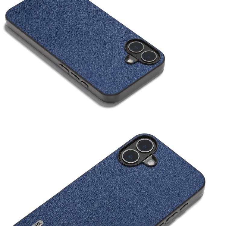 For iPhone 16 Plus ABEEL Genuine Leather Luolai Series Phone Case(Dark Blue) - iPhone 16 Plus Cases by PMC TechLife | Online Shopping South Africa | PMC TechLife | Buy Now Pay Later Mobicred