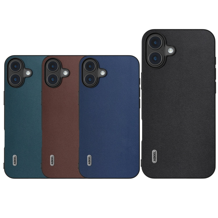 For iPhone 16 Plus ABEEL Genuine Leather Xiaoya Series Phone Case(Dark Green) - iPhone 16 Plus Cases by PMC TechLife | Online Shopping South Africa | PMC TechLife | Buy Now Pay Later Mobicred