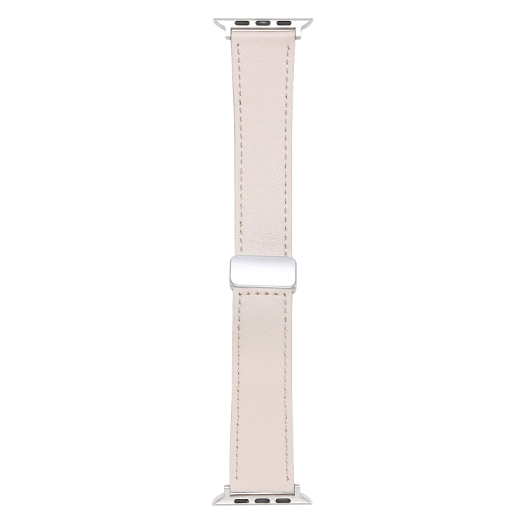 For Apple Watch Serie 3 42mm Magnetic Buckle Skin Feel Leather Watch Band(Apricot) - Watch Bands by PMC Jewellery | Online Shopping South Africa | PMC Jewellery