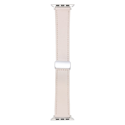 For Apple Watch Serie 3 42mm Magnetic Buckle Skin Feel Leather Watch Band(Apricot) - Watch Bands by PMC Jewellery | Online Shopping South Africa | PMC Jewellery