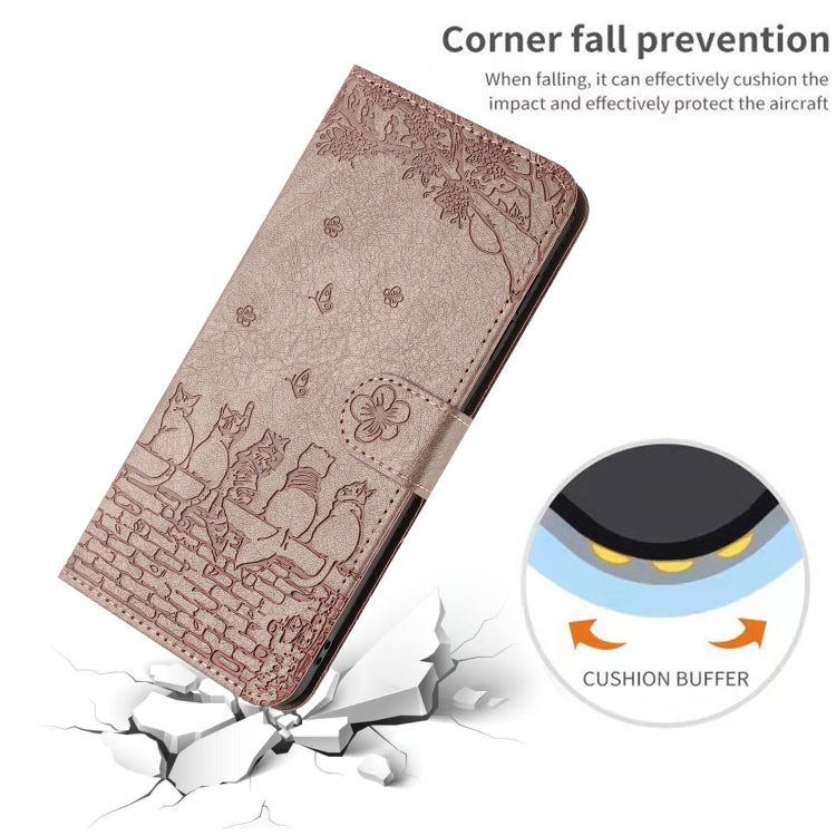 For iPhone 16e Cat Embossing Pattern Leather Phone Case with Lanyard(Grey) - iPhone 16e Cases by PMC TechLife | Online Shopping South Africa | PMC TechLife | Buy Now Pay Later Mobicred