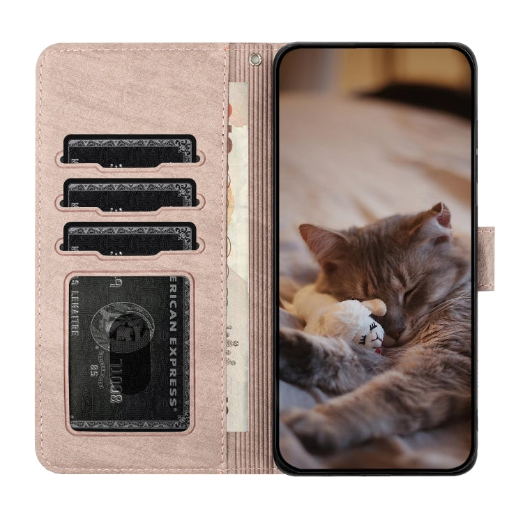 For iPhone 16 Plus Cat Embossing Pattern Leather Phone Case with Lanyard(Grey) - iPhone 16 Plus Cases by PMC TechLife | Online Shopping South Africa | PMC TechLife | Buy Now Pay Later Mobicred