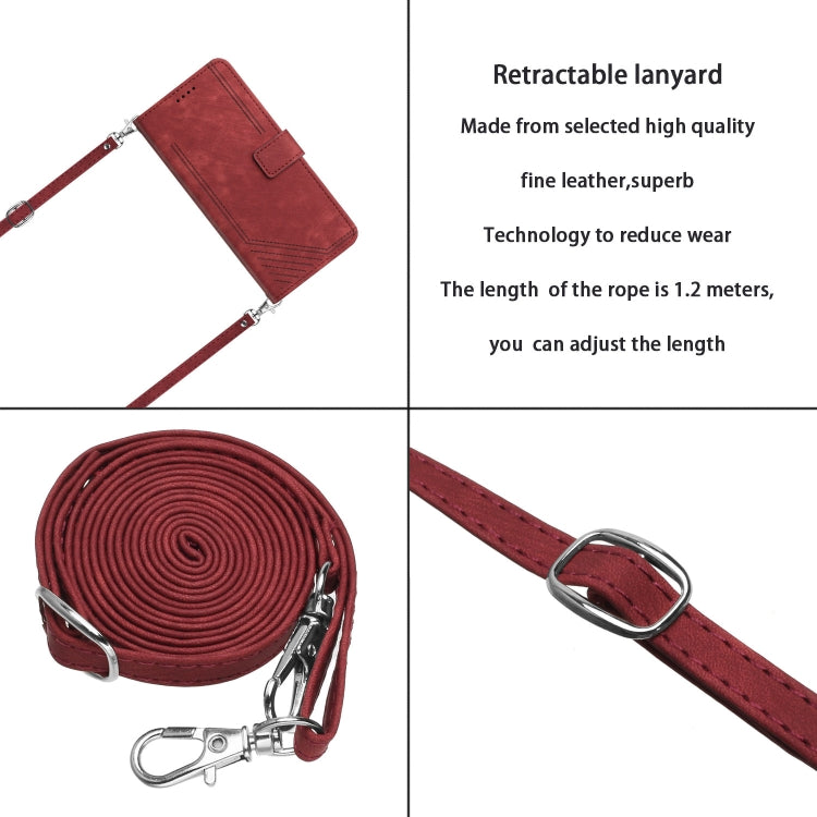 For Infinix Zero 30 4G Skin Feel Stripe Pattern Leather Phone Case with Lanyard(Red) - Infinix Cases by PMC TechLife | Online Shopping South Africa | PMC TechLife | Buy Now Pay Later Mobicred