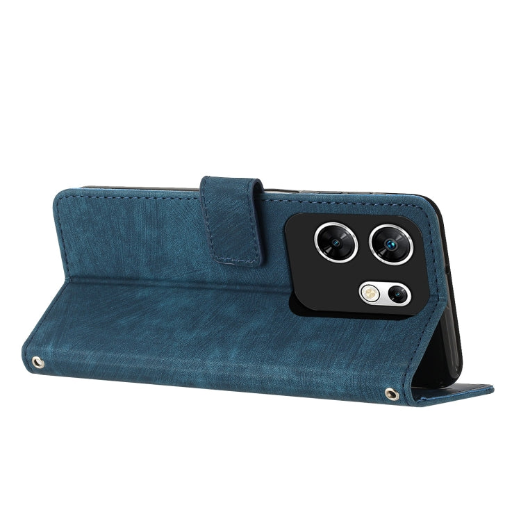 For Infinix Zero 30 4G Skin Feel Stripe Pattern Leather Phone Case with Lanyard(Blue) - Infinix Cases by PMC TechLife | Online Shopping South Africa | PMC TechLife | Buy Now Pay Later Mobicred