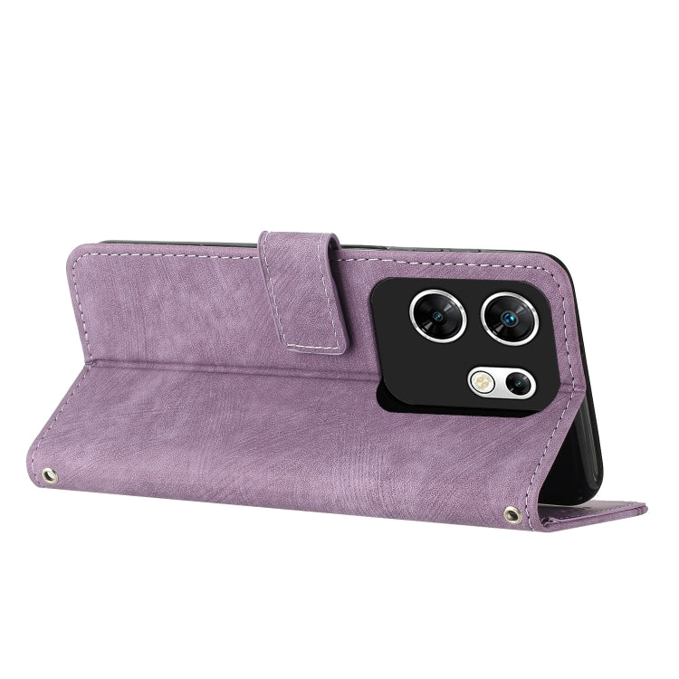 For Infinix Zero 30 4G Skin Feel Stripe Pattern Leather Phone Case with Lanyard(Purple) - Infinix Cases by PMC TechLife | Online Shopping South Africa | PMC TechLife | Buy Now Pay Later Mobicred