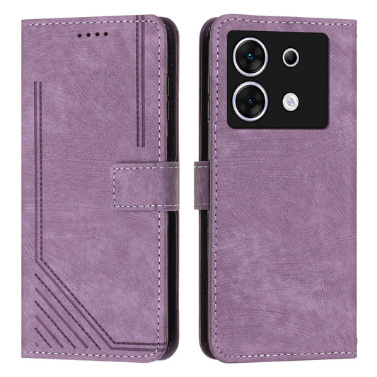 For Infinix Zero 30 5G Skin Feel Stripe Pattern Leather Phone Case with Lanyard(Purple) - Infinix Cases by PMC Jewellery | Online Shopping South Africa | PMC Jewellery | Buy Now Pay Later Mobicred