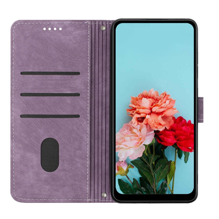 For Infinix Zero 30 5G Skin Feel Stripe Pattern Leather Phone Case with Lanyard(Purple) - Infinix Cases by PMC TechLife | Online Shopping South Africa | PMC TechLife | Buy Now Pay Later Mobicred