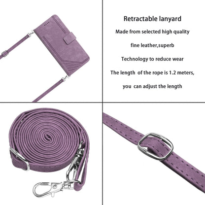 For Infinix Zero 30 5G Skin Feel Stripe Pattern Leather Phone Case with Lanyard(Purple) - Infinix Cases by PMC Jewellery | Online Shopping South Africa | PMC Jewellery | Buy Now Pay Later Mobicred