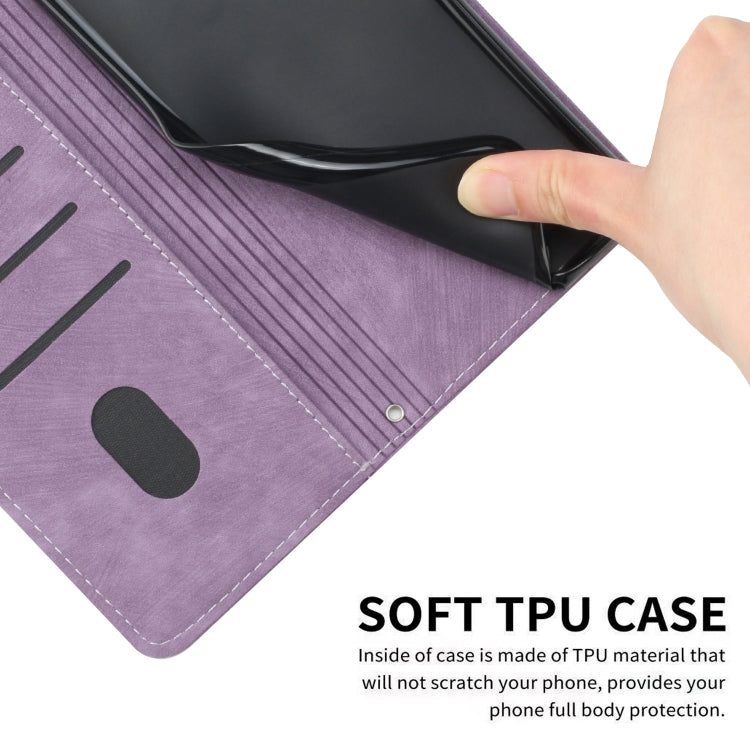 For Infinix Zero 30 5G Skin Feel Stripe Pattern Leather Phone Case with Lanyard(Purple) - Infinix Cases by PMC TechLife | Online Shopping South Africa | PMC TechLife | Buy Now Pay Later Mobicred