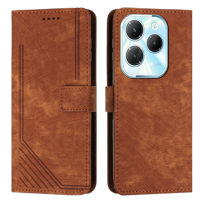 For Infinix Hot 40 / 40 Pro Skin Feel Stripe Pattern Leather Phone Case with Lanyard(Brown) - Infinix Cases by PMC Jewellery | Online Shopping South Africa | PMC Jewellery | Buy Now Pay Later Mobicred