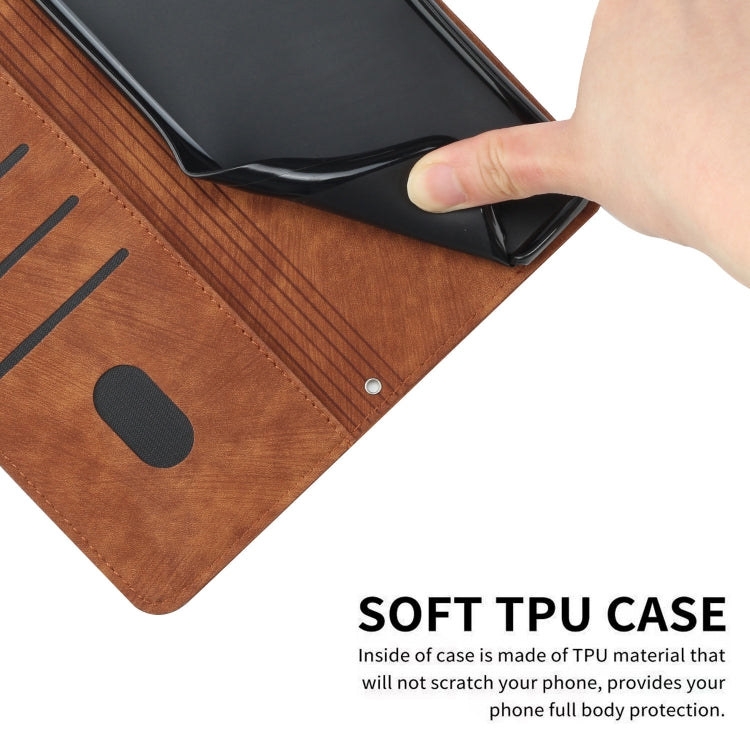 For Infinix Hot 40 / 40 Pro Skin Feel Stripe Pattern Leather Phone Case with Lanyard(Brown) - Infinix Cases by PMC TechLife | Online Shopping South Africa | PMC TechLife | Buy Now Pay Later Mobicred