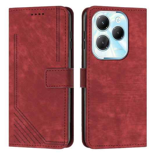 For Infinix Hot 40 / 40 Pro Skin Feel Stripe Pattern Leather Phone Case with Lanyard(Red) - Infinix Cases by PMC Jewellery | Online Shopping South Africa | PMC Jewellery | Buy Now Pay Later Mobicred