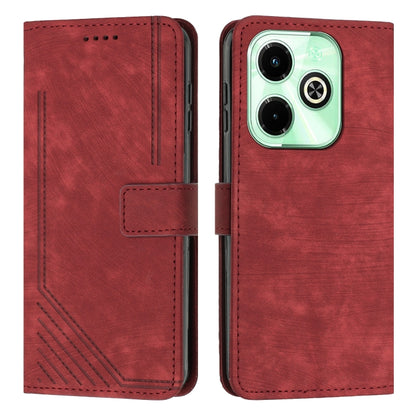 For Infinix Hot 40i Skin Feel Stripe Pattern Leather Phone Case with Lanyard(Red) - Infinix Cases by PMC Jewellery | Online Shopping South Africa | PMC Jewellery | Buy Now Pay Later Mobicred