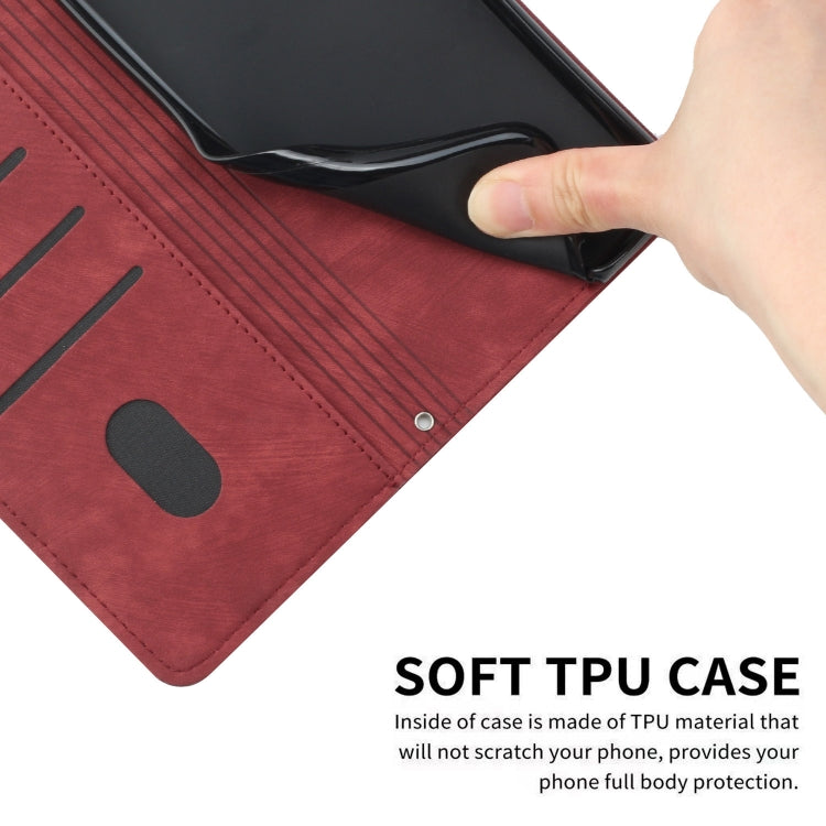 For Infinix Hot 40i Skin Feel Stripe Pattern Leather Phone Case with Lanyard(Red) - Infinix Cases by PMC TechLife | Online Shopping South Africa | PMC TechLife | Buy Now Pay Later Mobicred