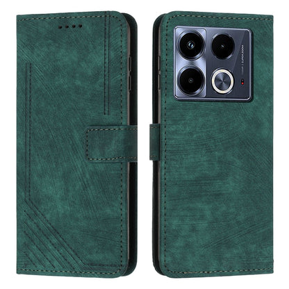 For Infinix Note 40 4G Skin Feel Stripe Pattern Leather Phone Case with Lanyard(Green) - Infinix Cases by PMC Jewellery | Online Shopping South Africa | PMC Jewellery | Buy Now Pay Later Mobicred