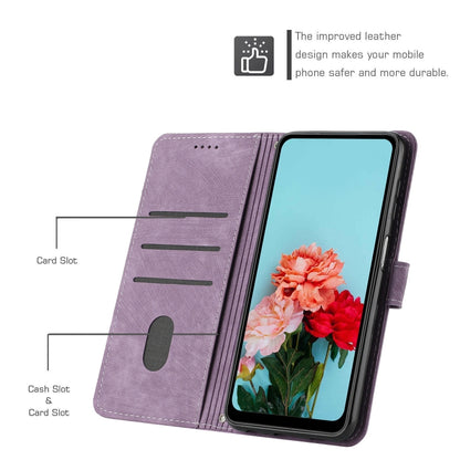 For Infinix Note 40 4G Skin Feel Stripe Pattern Leather Phone Case with Lanyard(Purple) - Infinix Cases by PMC Jewellery | Online Shopping South Africa | PMC Jewellery | Buy Now Pay Later Mobicred