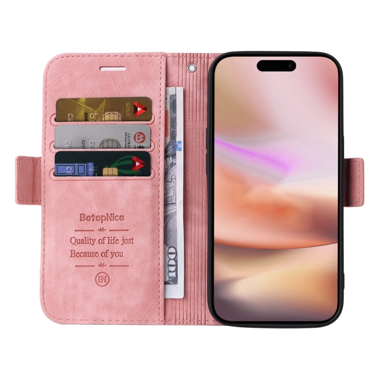 For iPhone 16 Plus BETOPNICE Dual-side Buckle Leather Phone Case(Pink) - iPhone 16 Plus Cases by BETOPNICE | Online Shopping South Africa | PMC Jewellery | Buy Now Pay Later Mobicred