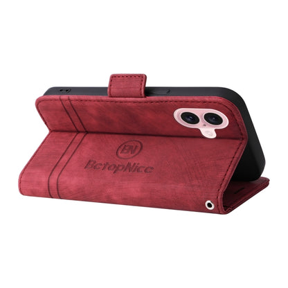 For iPhone 16 BETOPNICE Dual-side Buckle Leather Phone Case(Red) - iPhone 16 Cases by BETOPNICE | Online Shopping South Africa | PMC Jewellery | Buy Now Pay Later Mobicred